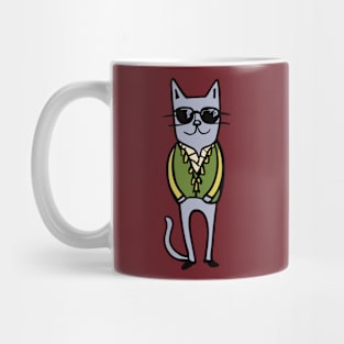 Meow-velous Cat Illustration: A Boho-Chic Tee for the Feline Fanatic Mug